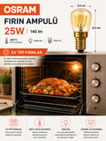 (2 Adet) 25W E14 Fırın Ampulü 300°C Isıya Dayanıklı Sarı Işık