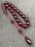 Efe Boy Sistemli İri Tane Koyu Vişne Ateş Kehribar Tesbih (13x15 mm)