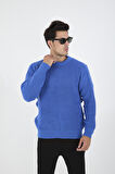 Erkek Oversize Triko Kazak Bisiklet Yaka Basic Düz Renk