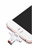 4 in 1 Type C Android iPhone iPad Lightning Micro USB TF Kart Okuyucu OTG