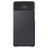 OUTLET Samsung Galaxy A72 Smart S View Wallet Cover Kılıf Siyah (Antimicrobial Coating) OUTLET
