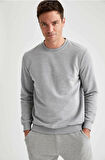 Bisiklet Yaka Şardonlu Regular Fit 2 İplik Sweatshirt