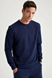 Bisiklet Yaka Şardonlu Regular Fit 2 İplik Sweatshirt