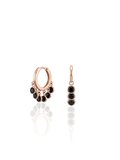 Çoklu Yuvarlak Siyah Zirkon Sallantılı İnce Rose Gümüş Halka Küpe 2x1.7 cm[OYSY292]
