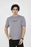 Unisex Bisiklet Yaka Slim Fit T-Shirt- Gri