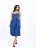 7143 KOT ELBİSE-MAVİ
