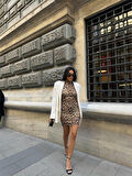 LEOPAR KISA ELBİSE SANDY - Leopar