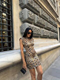 LEOPAR KISA ELBİSE SANDY - Leopar