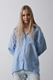 Cepli Oversize Gömlek - Koyu Mavi
