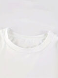 Baskılı Oversize Bisiklet Yaka T-shirt - Beyaz