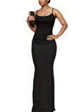 Kadın Kolsuz Askılı Bodycon Uzun Viskon Elbise
