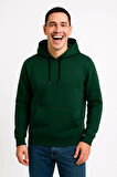 Erkek Üç İplik Kapüşonlu Kanguru Cepli SweatShirt Hoodie - Haki