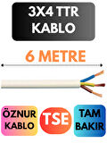 Öznur 3X4 TTR Kablo Metre Seçenekli (Beyaz)