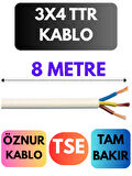 Öznur 3X4 TTR Kablo Metre Seçenekli (Beyaz)