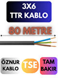 Öznur 3X6 TTR Kablo Metre Seçenekli (Siyah)