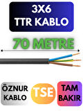 Öznur 3X6 TTR Kablo Metre Seçenekli (Siyah)