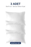 Biyeli Yastık 3'li Paket 50x70 cm Boncuk Silikon Elyaf Dolgulu