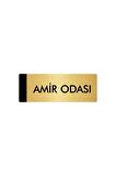 Metal Yönlendirme Levhası, Departman Kapı Isimliği Amir Odası 5x20 Cm Altın Renk