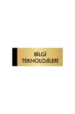 Metal Yönlendirme Levhası, Departman Kapı Isimliği Bilgi Teknolojileri 5x20 Cm Altın Renk