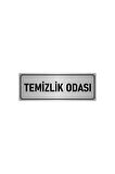 Metal Yönlendirme Levhası, Departman Kapı Isimliği Temizlik Odası 5x20 Cm Gümüş Renk