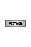 Metal Yönlendirme Levhası, Departman Kapı Isimliği Vestiyer 7x20 Cm Gümüş Renk