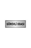 Metal Yönlendirme Levhası, Departman Kapı Isimliği Görevli Odası 5x20 Cm Gümüş Renk