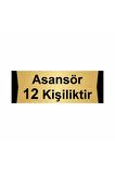 Asansör 12 Kişiliktir 5x20cm Altın Renk Metal Yönlendirme Levhası