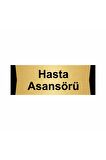 Hasta Asansörü 5x20cm Altın Renk Metal Yönlendirme Levhası