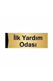 Ilk Yardım Odası 10x20cm Altın Renk Metal Yönlendirme Levhası