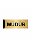 Müdür 7x20cm Altın Renk Metal Yönlendirme Levhası