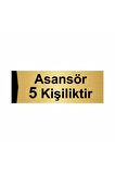 Asansör 5 Kişiliktir 10x20cm Altın Renk Metal Yönlendirme Levhası