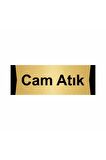 Cam Atık 5x20cm Altın Renk Metal Yönlendirme Levhası