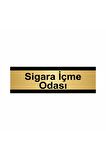 Sigara Içme Odası 7x20cm Altın Renk Metal Yönlendirme Levhası