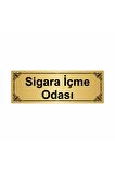 Sigara Içme Odası 7x20 cm Altın Renk Metal Yönlendirme Levhası
