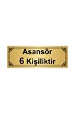 Asansör 6 Kişiliktir 7x20cm Altın Renk Metal Yönlendirme Levhası