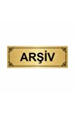 Arşiv 7x20cm Altın Renk Metal Yönlendirme Levhası