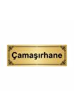 Çamaşırhane 7x20cm Altın Renk Metal Yönlendirme Levhası