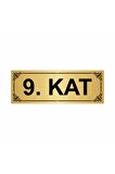 9.kat 7x20cm Altın Renk Metal Yönlendirme Levhası
