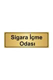 Sigara İçme Odası 5x20 cm Altın Renk Metal Yönlendirme Levhası