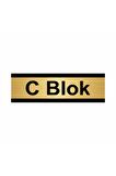 C Blok 5x20cm Altın Renk Metal Yönlendirme Levhası