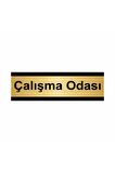 Çalışma Odası 10x20cm Altın Renk Metal Yönlendirme Levhası