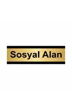 Sosyal Alan 5x20cm Altın Renk Metal Yönlendirme Levhası