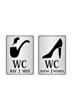 Wc Yönlendirme Levhası Bay 15cmx20cm Gümüş Renk Metal