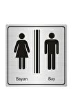 Wc Yönlendirme Levhası Bay Bayan 15 Cm X 15 Cm Sy03 Gümüş Renk