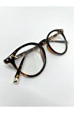 Yuvarlak Ekran Ve Okuma Gözlüğü Optik Çerçeve Kahverengi Mavi Işık Korumalı Kadın Erkek Unisex