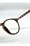 Yuvarlak Ekran Ve Okuma Gözlüğü Optik Çerçeve Kahverengi Mavi Işık Korumalı Kadın Erkek Unisex