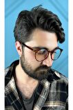 Yuvarlak Ekran Ve Okuma Gözlüğü Optik Çerçeve Kahverengi Mavi Işık Korumalı Kadın Erkek Unisex