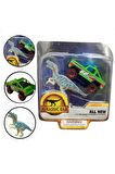 Kız Çocuk Oyuncak Die Cast Metal Yeşil Pikap ve Gri Dinozor Erkek Çocuk Oyuncak Eğitici Oyuncaklar