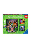 Kız Çocuk Oyuncak 56217 Minecraft 3x49 parça Ravensburger Puzzle Erkek Çocuk Oyuncak Eğitici Oyuncak