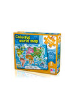 Kız Çocuk Oyuncak KS Jumbo Puzzle 50 Parça Colorful World Map Dünya Haritası Eği